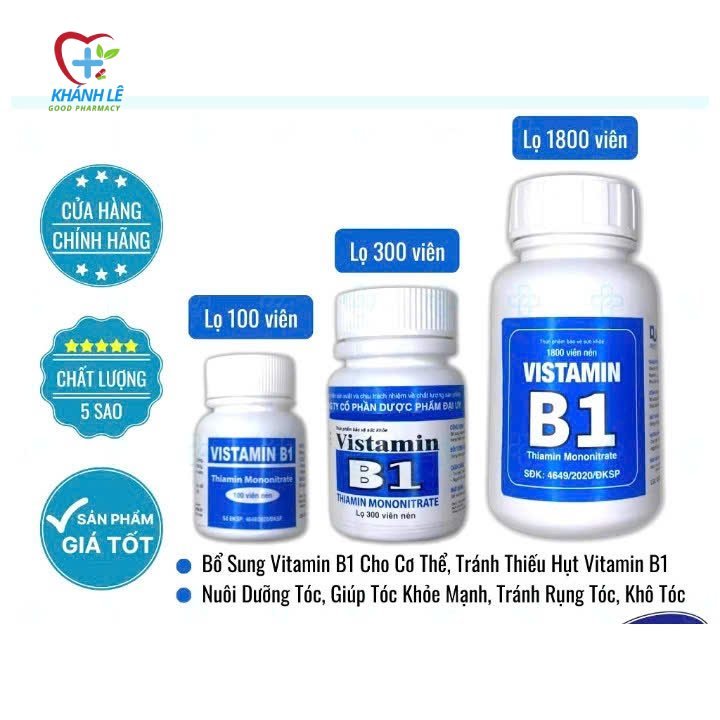 Vitamin B1 lọ 100 viên - Bổ sung vitamin B1 cho cơ thể, giúp ăn ngủ ngon, gội dầu kích thích mọc tóc