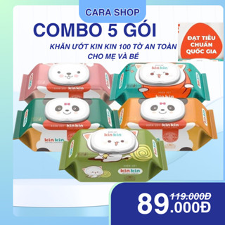   COMBO 5 GOI Khăn ướt KIN KIN 100 TỜ 80 TỜ-Khăn ướt cho bé không cồn không hương liệu 