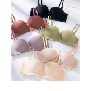  Combo 3 Áo ngực quả ngang - Áo lót nửa quả không gọng nâng ngực đệm bàn tay dày 2,5cm tạo khe chống rách - A225 trám 