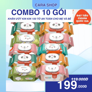   COMBO 10 GÓI Khăn ướt KIN KIN cao cấp 100 TỜ 80 TỜ-Không mùi an toàn cho da nhạy cảm bé 