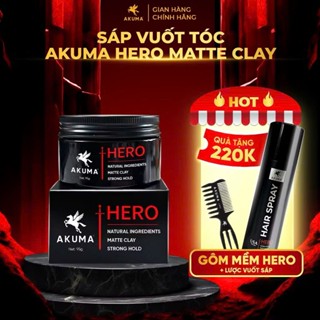   Tặng Khăn Lau Giày  Sáp vuốt tóc Akuma Hero Matte Clay 95g - Siêu giữ nếp mùi hương chanh leo thơm mát 