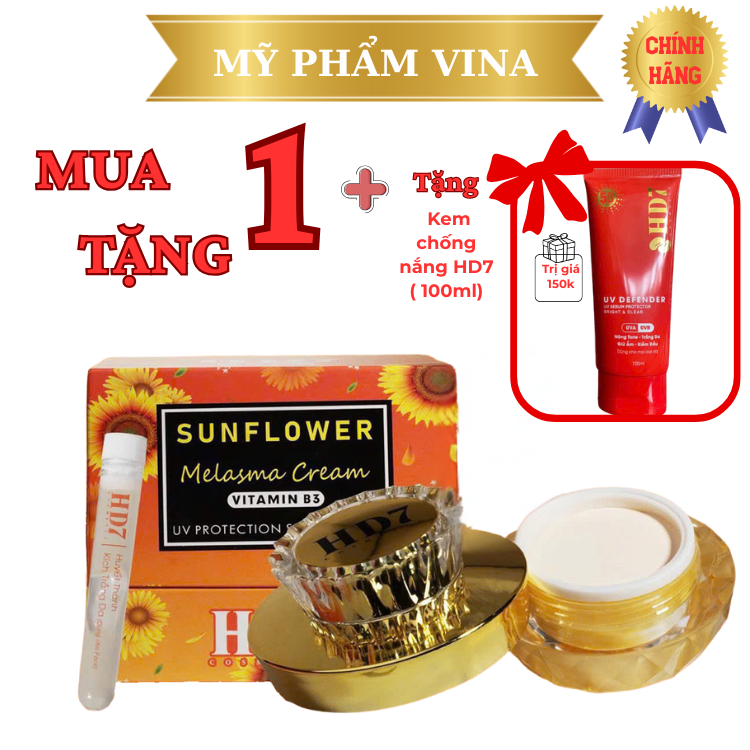 Kem hỗ trợ mờ nám dưỡng trắng da phục hồi da HD7 SUNFLOWER MELASMA VITAMIN B3 ( 35g) + Tặng kem chốn