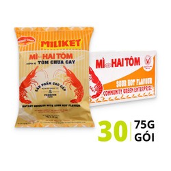 Mì Miliket Cao Cấp Hai Tôm Tôm Chua Cay Thùng 30 gói 75gram