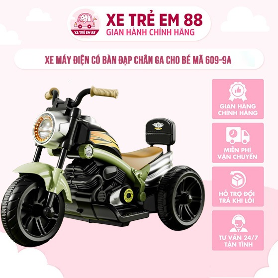 MS609- Xe máy điện 3 bánh có bàn đạp chân ga cho bé mã 609-9 Đồ Chơi xemay dien
