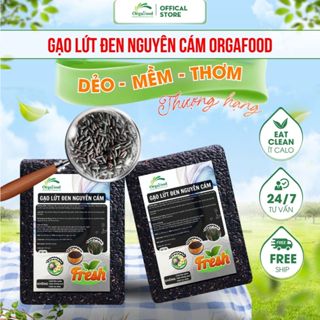 Gạo lứt đen hữu cơ nguyên cám, dẻo mềm Orgafood 1kg, gạo lức ăn kiêng giảm cân, eatclean không cần ngâm