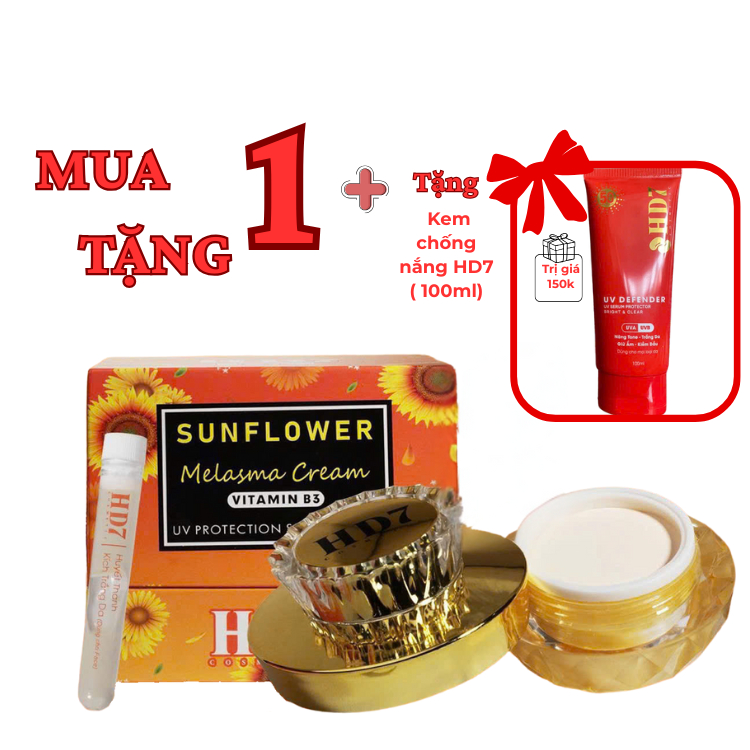 Kem hỗ trợ mờ nám dưỡng trắng da phục hồi da HD7 SUNFLOWER MELASMA VITAMIN B3 ( 35g) + Tặng kem chốn