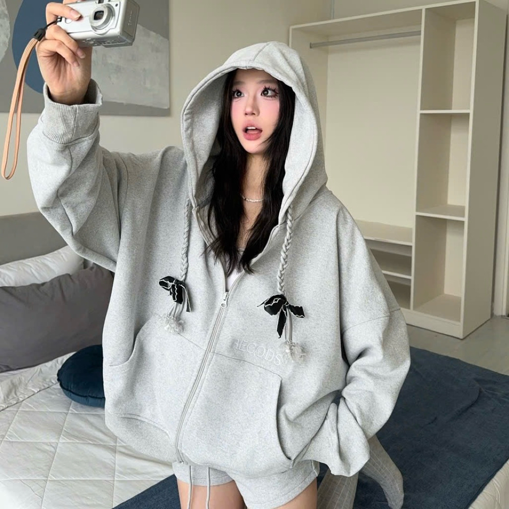 Áo khoác Hoodie zip có nón vải nỉ chân cua dây nón đan Regods - Hoodie zip Ribbon đan dây nón | BigBuy360 - bigbuy360.vn