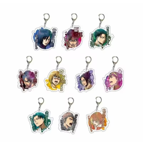 Móc khóa acrylic nhân vật anime Eren Jaeger, Mikasa Ackerman, Armin Arlert, Levi Ackerman