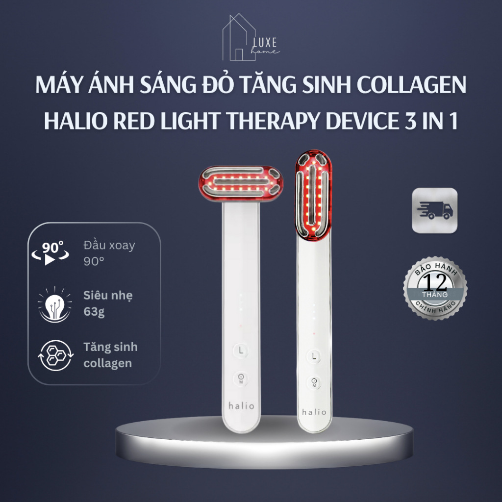 Máy Ánh Sáng Đỏ Giúp Trẻ Hoá Da Halio Red Light Therapy Device 3 in 1 - Bảo hành chính hãng 12 tháng