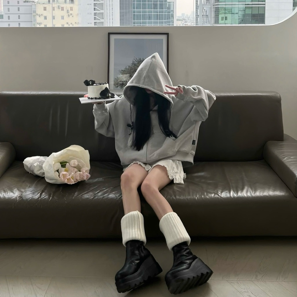 Áo khoác Hoodie zip có nón vải nỉ chân cua dây nón đan Regods - Hoodie zip Ribbon đan dây nón | BigBuy360 - bigbuy360.vn