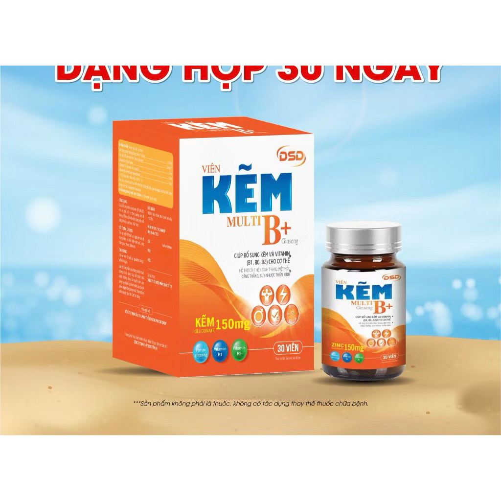 ✅[Chính Hãng] kẽm DSD hộp 30 viên, mẫu mới bổ sung vitamin và nhân sâm (date mới)