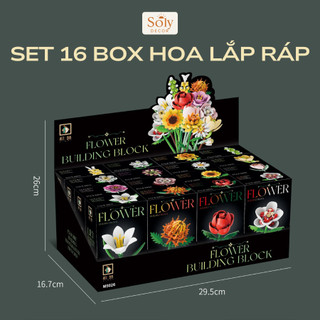  Set 16 Hộp Hoa Mô Hình Lắp Ráp DIY Mini  Bó Hoa Lắp Ráp Handmade Làm Quà Tặng Sáng Tạo SOLY 