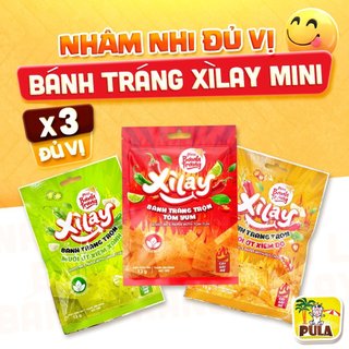  3 Vị | Bánh tráng Xìlay Mini Tiệm Nhà Pula đủ vị - Gói 12gram | Tomyum Muối Ớt Xiêm Đỏ Xiêm Xanh 