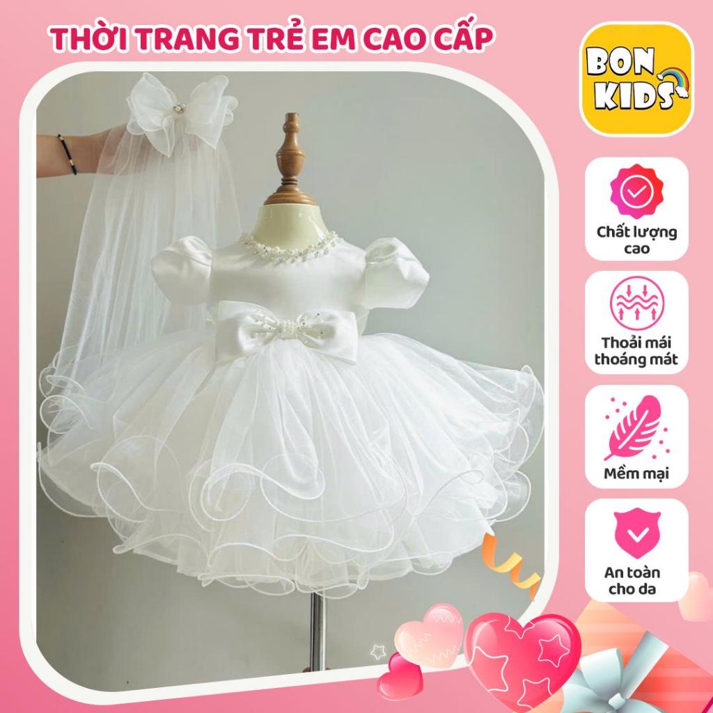 Váy Công Chúa Cổ Ngọc Kèm Lúp Cho Bé BonKids