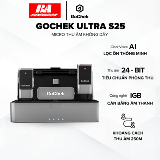 GoChek Ultra S25 Micro Thu Âm Không Dây - Công Nghệ Lọc Ồn AI Tự động Cân Bằng Âm Thanh Tích Hợp 2 Chân Cắm Pin 42h 