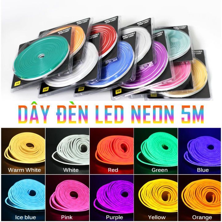 Dây Đèn Led Neon 12V 5 Mét, Dây Đèn Led Trang Trí Dẻo Chuyên Uốn Chữ Tạo Hình