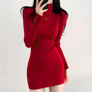 Váy Len Body Nữ Dáng Ôm Cổ Lọ Tay Dài Chất Len Gân Co Giãn Mềm Mịn Thời Trang Thu Đông DB11 CinZy SG
