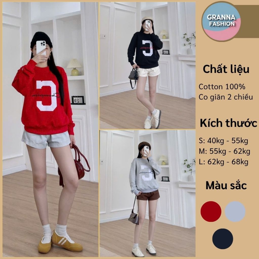 ÁO SWEATER NỮ NỈ MỊN BASIC THÊU CHỮ TINH TẾ – GRANNA FASHION - AO-011