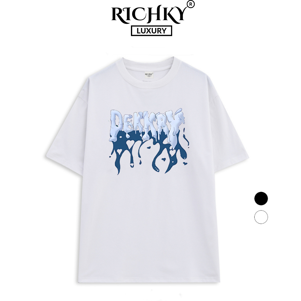 Áo Thun Richky Luxury Premium Tee Dekkry Tan Chảy Lửa Xanh Frozen Flow Blue Flame