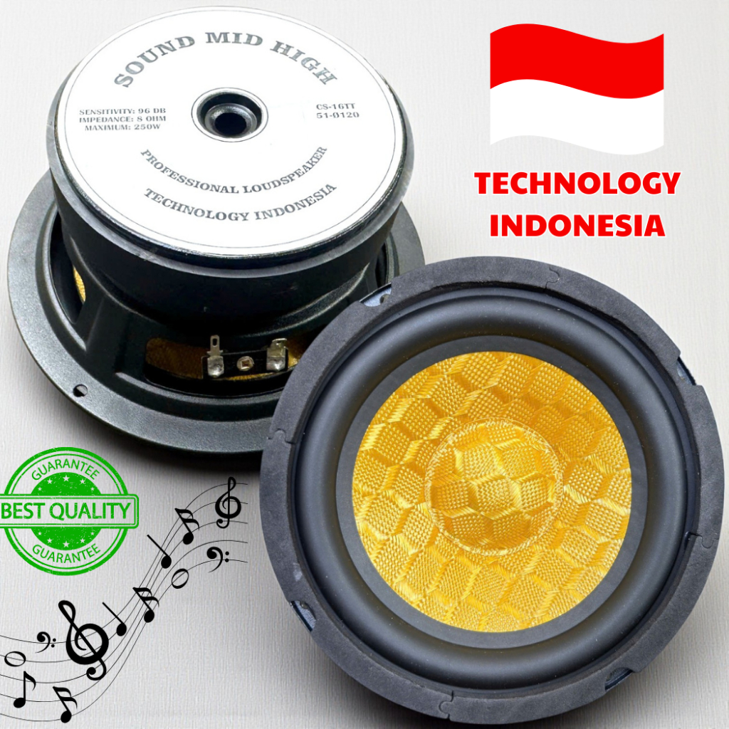 CỦ LOA BASS RỜI 16CM COIL 38 TỪ 120 ( GIÁ 1 CÁI) GÂN CAO SU MÀN VÀNG NHẬP KHẨU TỪ INDONESIA