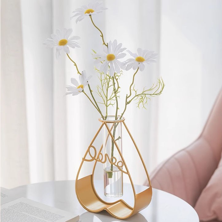 Bình Hoa Decor Khung Kim Loại Mạ Vàng Phong Cách Bắc Âu – Lọ Hoa Nghệ Thuật Để Bàn Phòng Khách