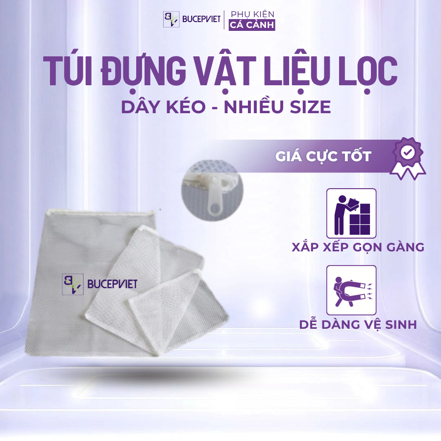 Túi lưới đựng vật liệu lọc – Dây kéo tiện lợi, nhiều size 18x25/25x35/30x40cm