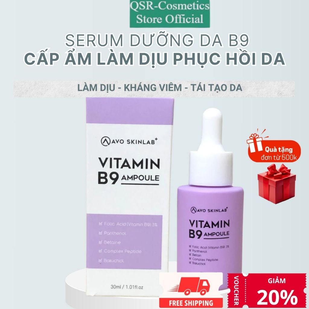 (Chính Hãng) Serum Phục Hồi Da, Cấp Ẩm, Chống Lão Hoá Vitamin B9 USOLAB Avo Skinlab 30ml