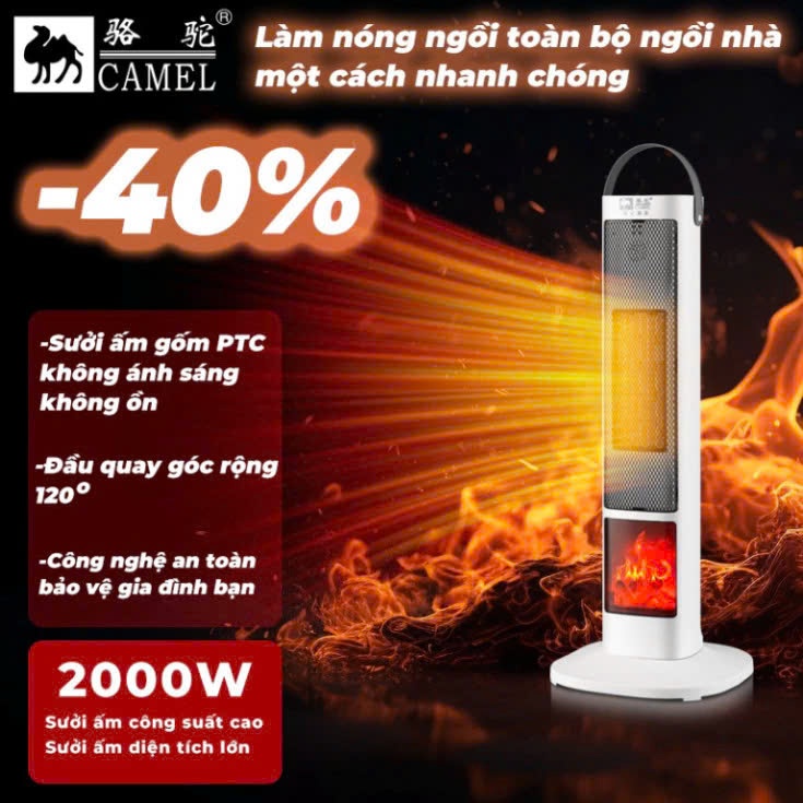 Máy Sưởi Gốm YANGZI Chính Hãng Có Ngọn Lửa 3D, Công Nghệ An Toàn Chip Tự Ngắt, Không Đốt Cháy Oxi, K