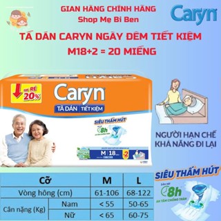 Bỉm TÃ DÁN người già Caryn Ngày và Đêm/ Tã dán An Tâm dành cho mẹ sau sinh M10 - L10 - M18 - L18 - M8 - L8 - XL8 miếng