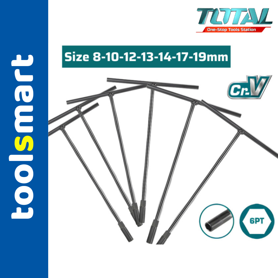 Chìa vặn chữ T đủ cỡ đủ size 8-19mm TOTAL THTSWB0801 bề mặt di điện màu đen (Đồ nghề)