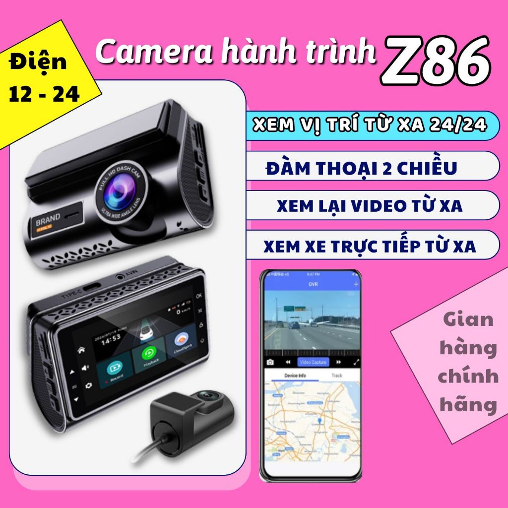 Camera Hành Trình Z86 Quản Lý Xe Từ Xa, Đàm Thoại 2 Chiều, Xem Lại Lộ Trình, Ghi Đè Vòng Lặp Thông M