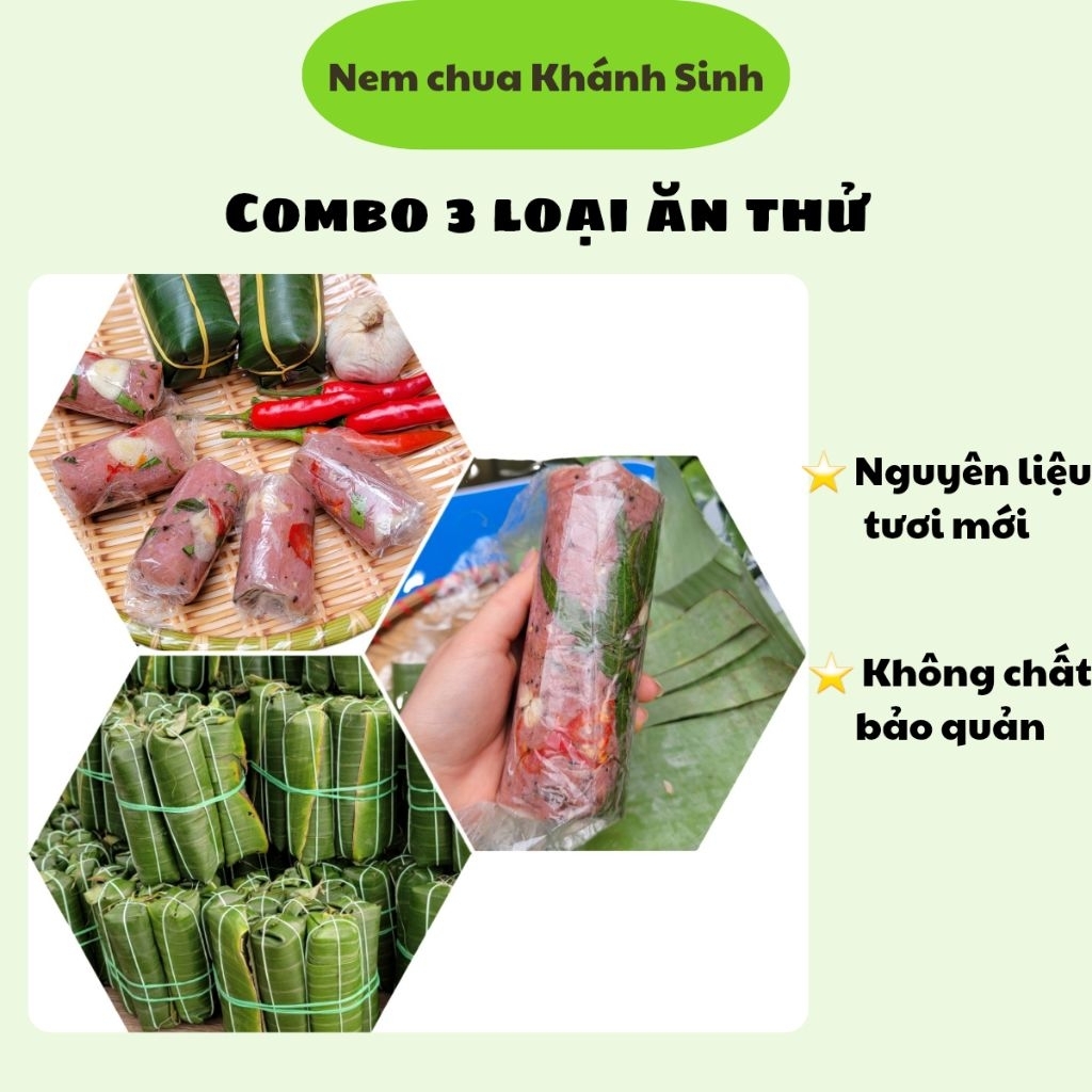 Combo 3 loại nem ăn trải nghiệm( 10 vuông+ 20 truyền thống+ 1 cối), nem chua Thanh Hóa- nem không ng