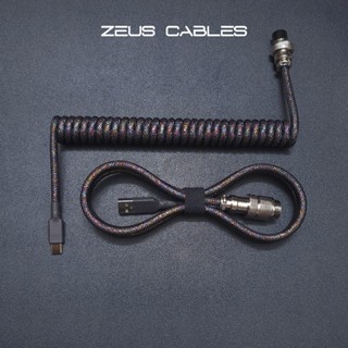  DOUBLE SLEEVED  Dây Cáp Custom Type C Dạng Xoắn Coiled Cable Cho Bàn Phím Cơ Kết Nối Máy Tính | Zeus Cables 