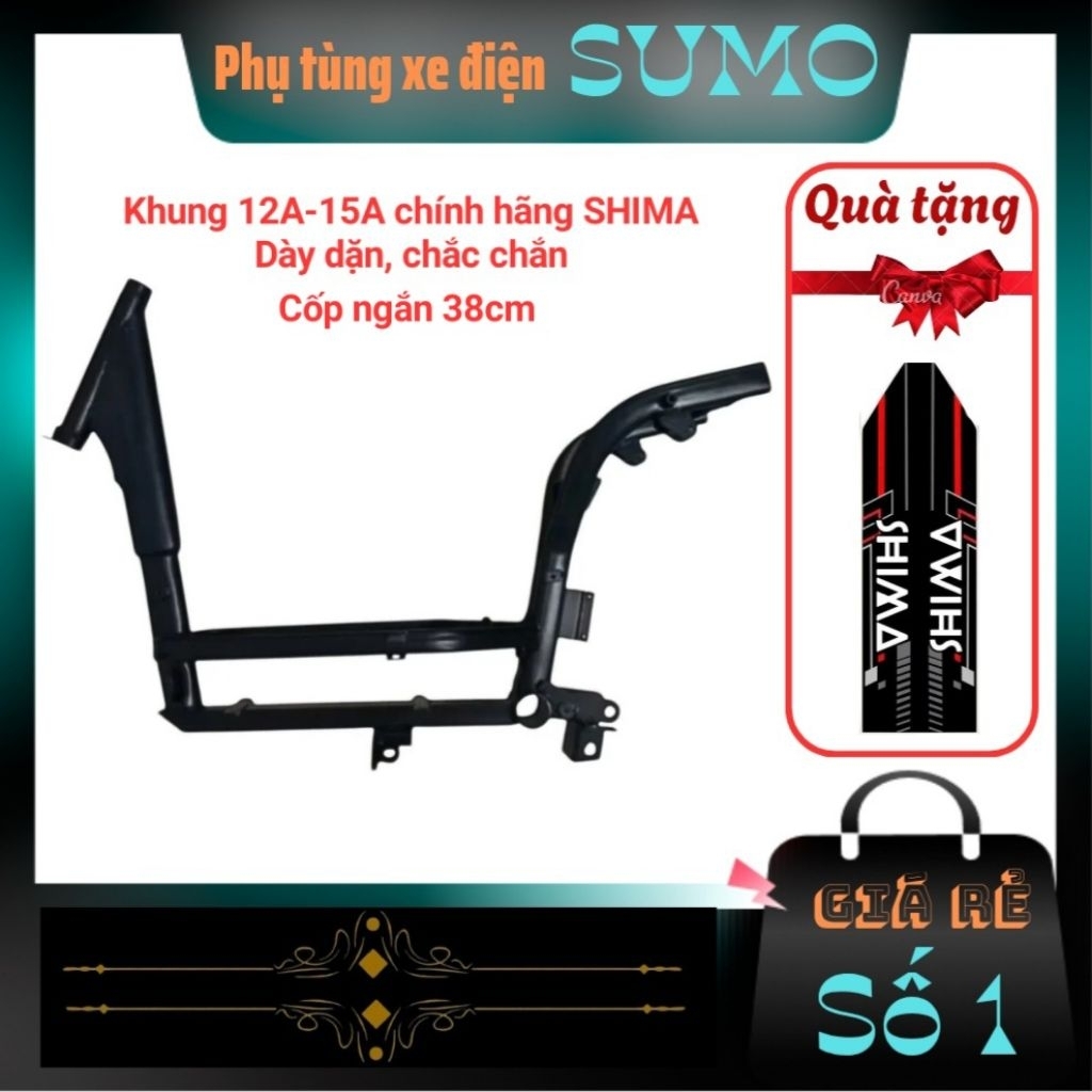 Khung sườn xe điện 133m zin hàng sơn tích điện dày dặn, chắc chắn