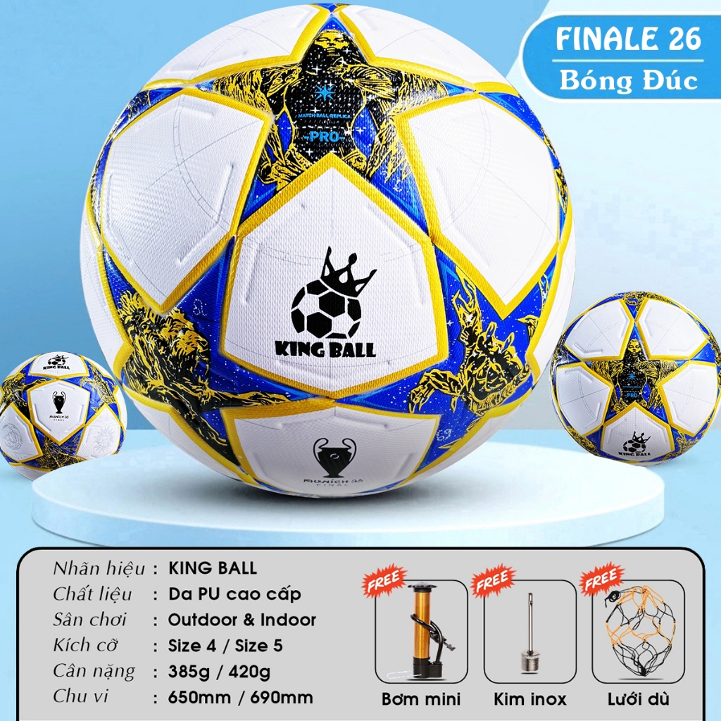 Trái Banh Da Bóng Đá King Ball Size Số 4 5 Quả Bóng Đá Sân Cỏ Nhân Tạo
