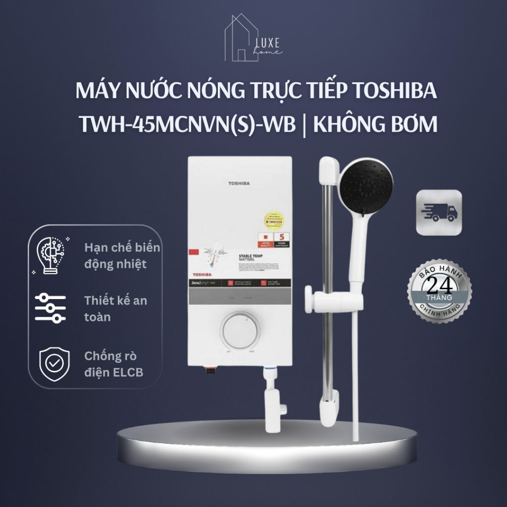 Máy Nóng Trực Tiếp Toshiba TWH-45MCNVN(W)-WB | TWH-45MCNVN(S)-WB (Không Bơm, 4500W) - BH 24 tháng