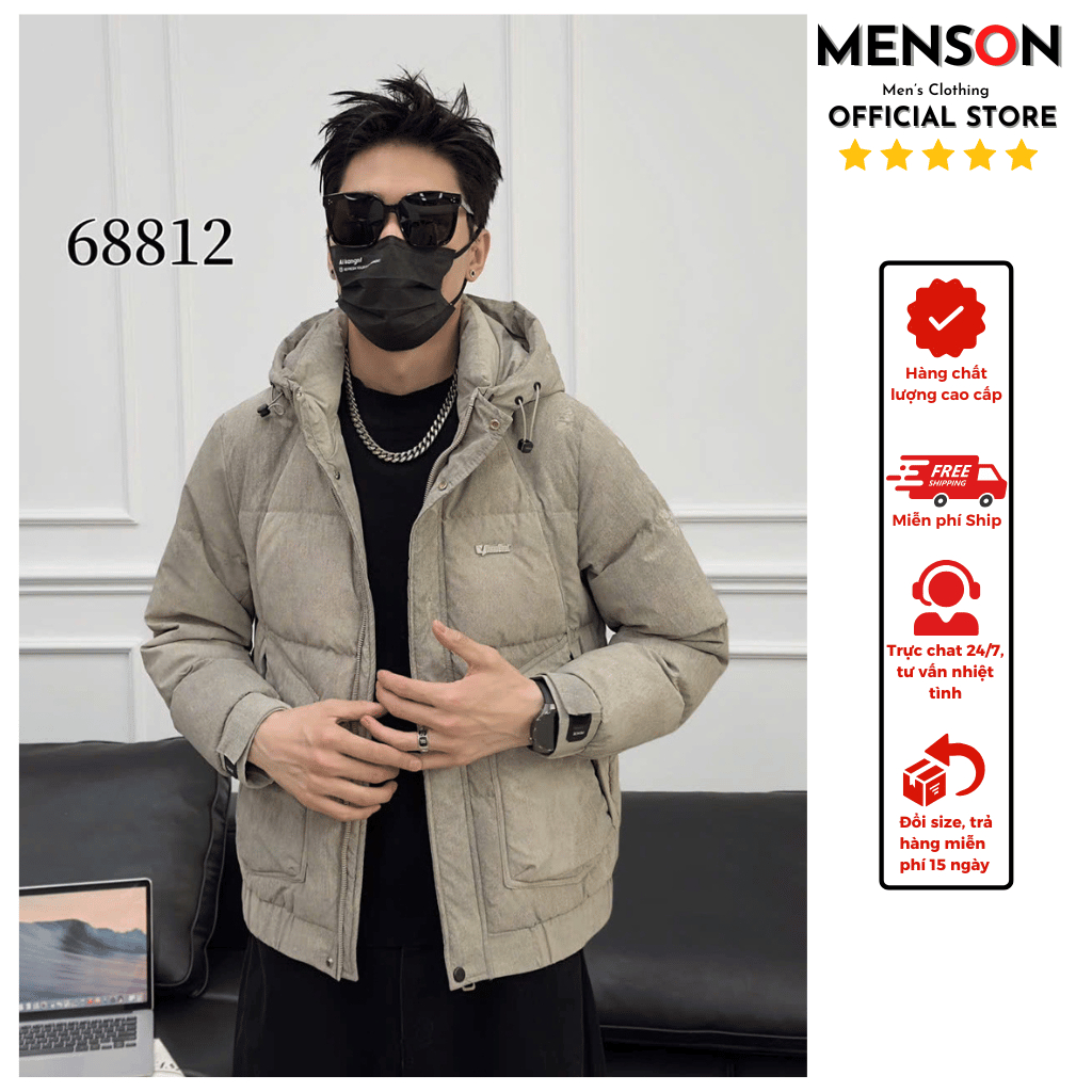 Áo khoác phao nam quảng châu cao cấp trần bông siêu nhẹ siêu ấm Hàng Loại 1 Menson MD5-68812 Áo phao