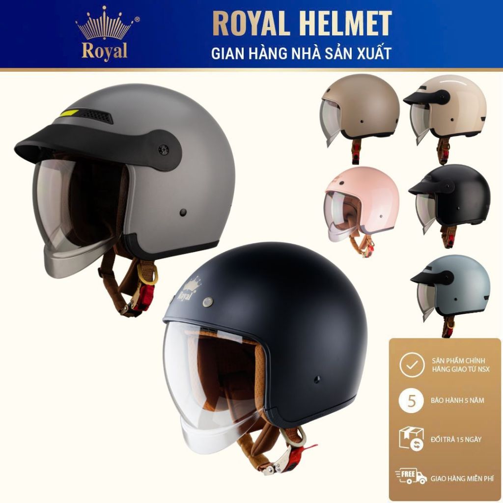 Mũ bảo hiểm 3/4 Royal M139 - Royal M139 Lux có lưỡi trai kính âm đạt chuẩn nam nữ đi xe máy