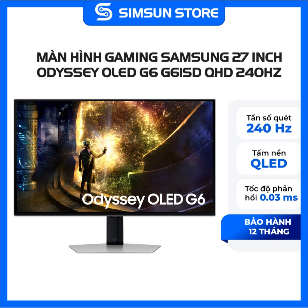 Màn Hình Gaming Samsung 27 Inch Odyssey OLED G6 G61SD QHD 240Hz LS27DG610SEXXV
