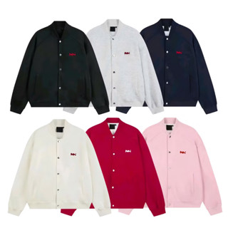  Áo nỉ bomber dày dặn thêu hình form rộng basic 2 lớp nam nữ form boxy 