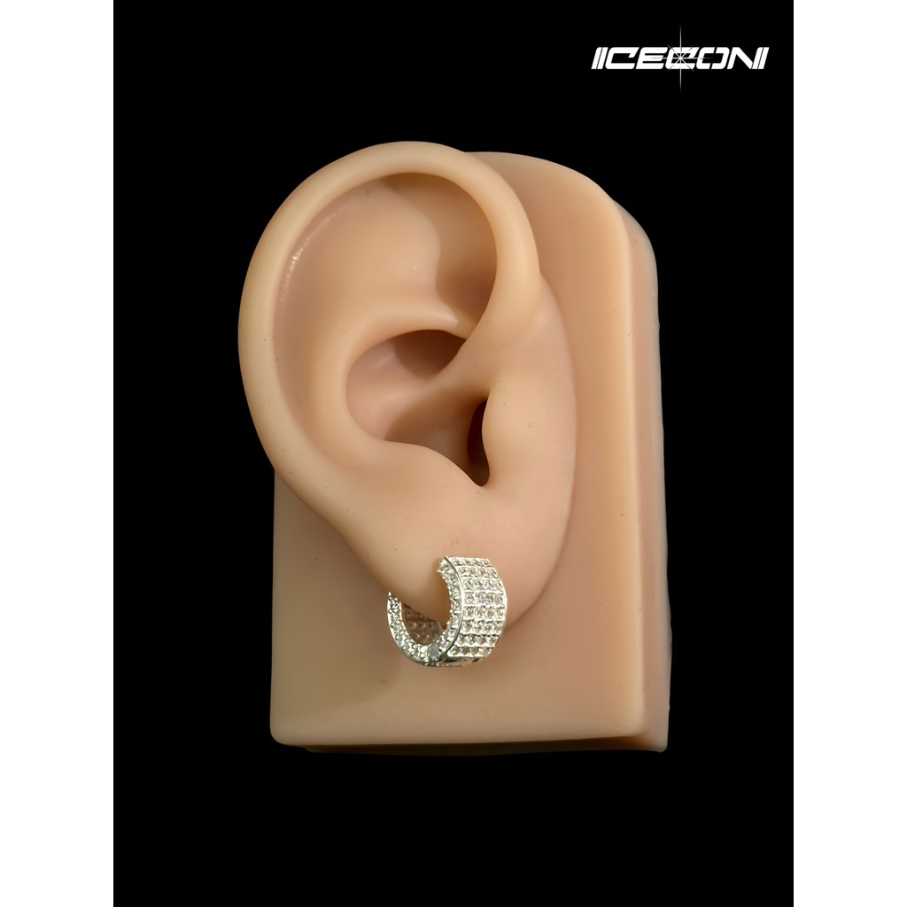 Khuyên Tai Unisex Bạc 925  - Tròn Basic Lấp Lánh Icecon - Một Chiếc ( Big Round Earrings)