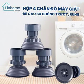 Hộp 4 chân đỡ máy giặt cao cấp, Đế cao su chống trơn trượt, chống rung, chống ồn LINHOME