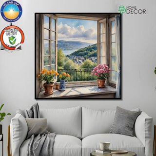  Tranh Canvas UV Cao Cấp Khung Cửa Sổ Phong Cảnh - BẢO HÀNH 1 ĐỔI 1–Decor Phòng Khách Ngủ – TẶNG ĐINH 