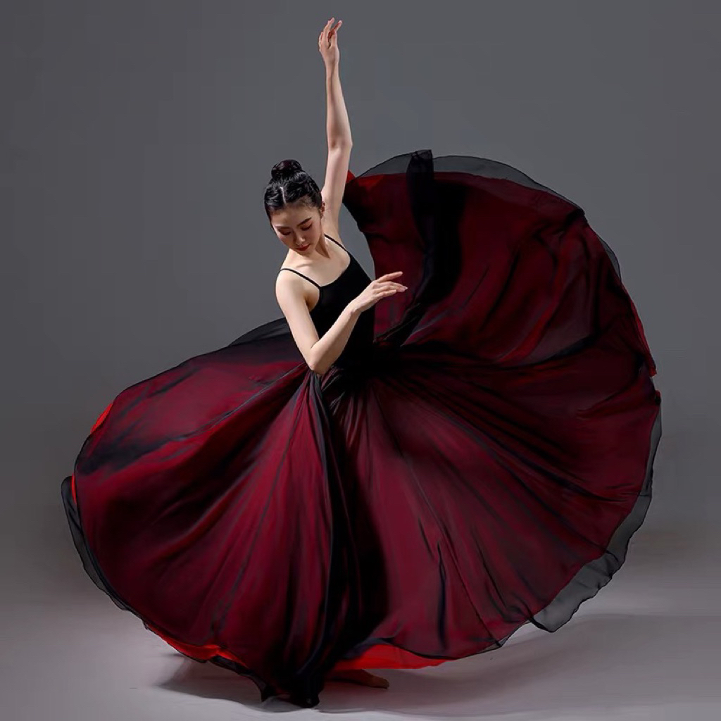 CÓ SẴN - VÁY MÚA CỔ TRANG - VÁY MÚA 720 độ - VÁY TẬP MÚA