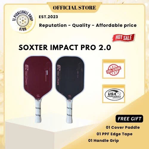 Vợt Pickleball Soxter Impact Pro 2.0 14&16mm Chính Hãng - Soxter Việt Nam, Siêu nhám, Sức mạnh