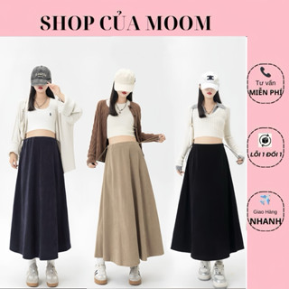  Chân váy bầu dáng xoè Nhà-Moom Chân váy bầu công sở chất nỉ tăm hàn có dây rút chỉnh bụng 