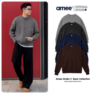   Mở Bán  Áo Len Dệt Kim Cổ Tròn Form Rộng Dài Tay Đơn Giản Amee Studio 