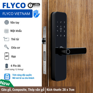  Khóa Thông Minh 2025 Vân Tay Điện Tử Flyco Chung Cư Căn Hộ Cửa Gỗ,Composite Thép Chống Cắt - BH Khoá 1 năm 