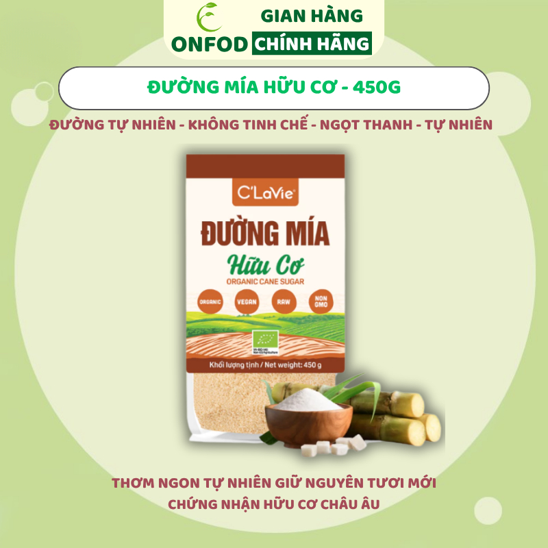 Đường mía thô nguyên chất đường nâu đường vàng hữu cơ Clavie ONFOD healthy eat clean