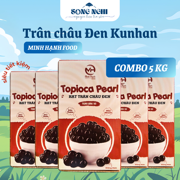 [COMBO 5 HỘP]Trân châu tươi cao cấp KUNHAN Caramel – túi 1kg - trân châu kunhan đen, dai, thơm MINH 